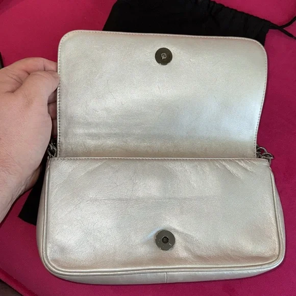 Chanel Floral Embossed Silver Shoulder Bag - Picture 8 of 13